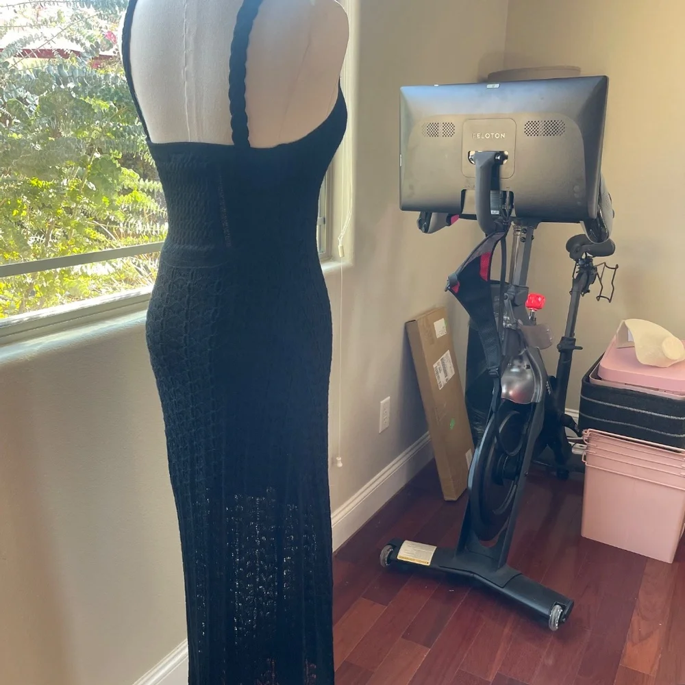 Aqua Crocheted Midi Dress Sz XS Black - Picture 6 of 9
